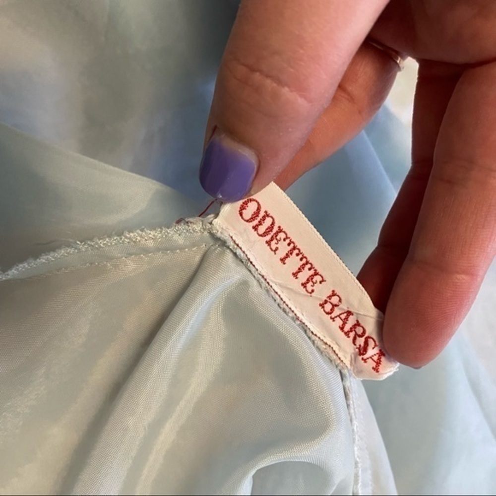 Vintage 1960’s Best & Co. Odette Barsa Blue Pink Lace Overlay Satin Robe Small - Picture 14 of 16